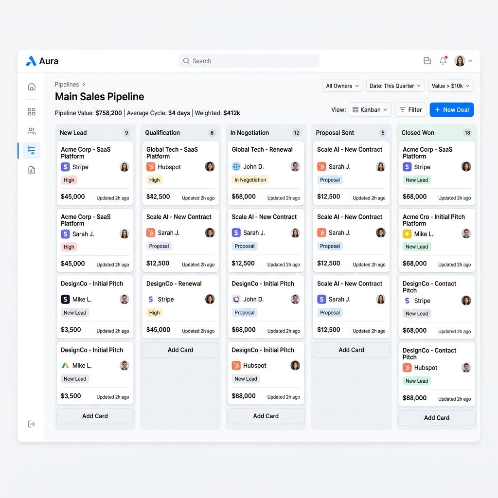 CRM Pipeline Mockup