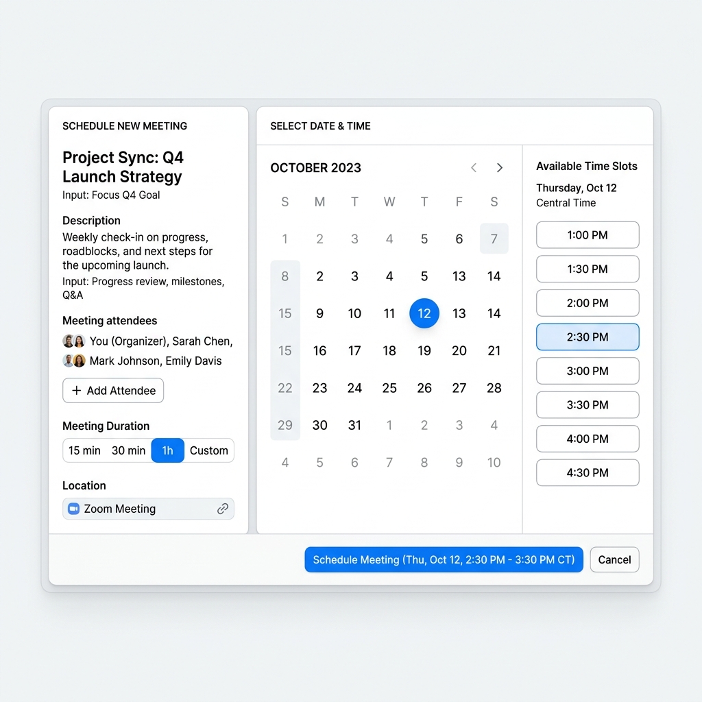Meeting Scheduler Mockup